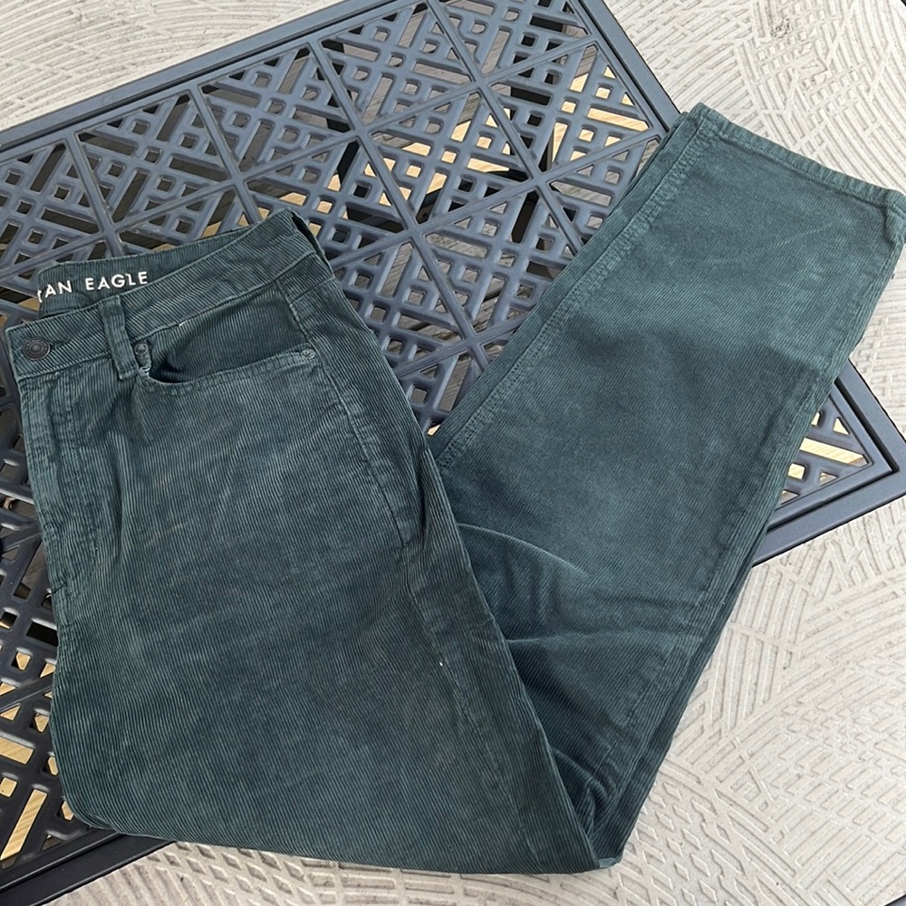 American Eagle Green Corduroy Mom Jeans